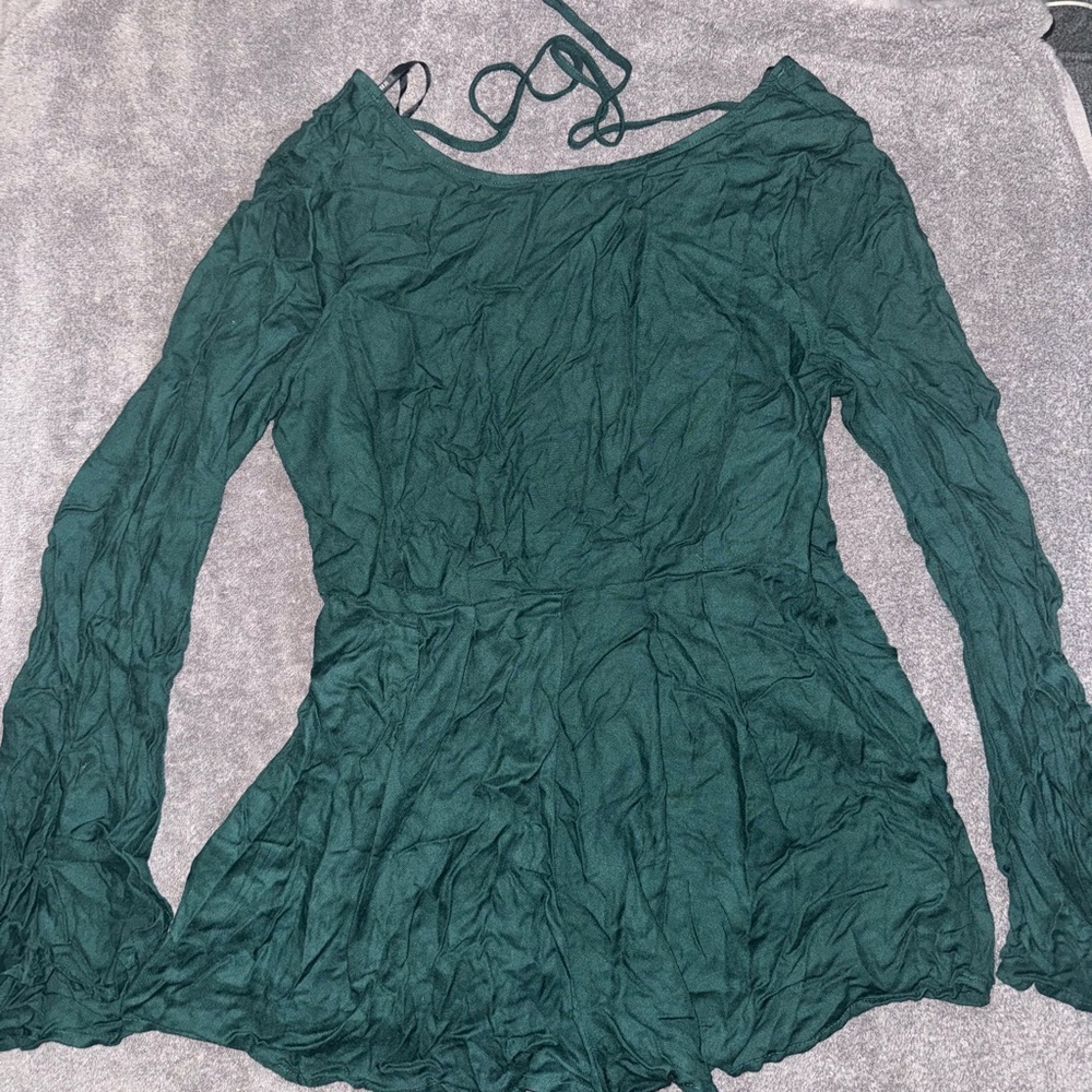 Forever 21 Dark Green Long Sleeve Romper